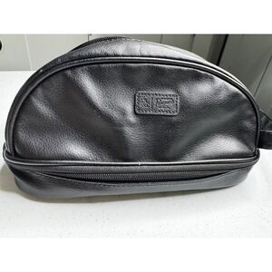 Original Penguin Mens Black Pebbled Faux Leather Dopp Kit Toiletry Travel Bag